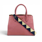 Prada Paradigm 2-Way Shoulder Bag Top Handle Pink Saffiano Leather Triangle