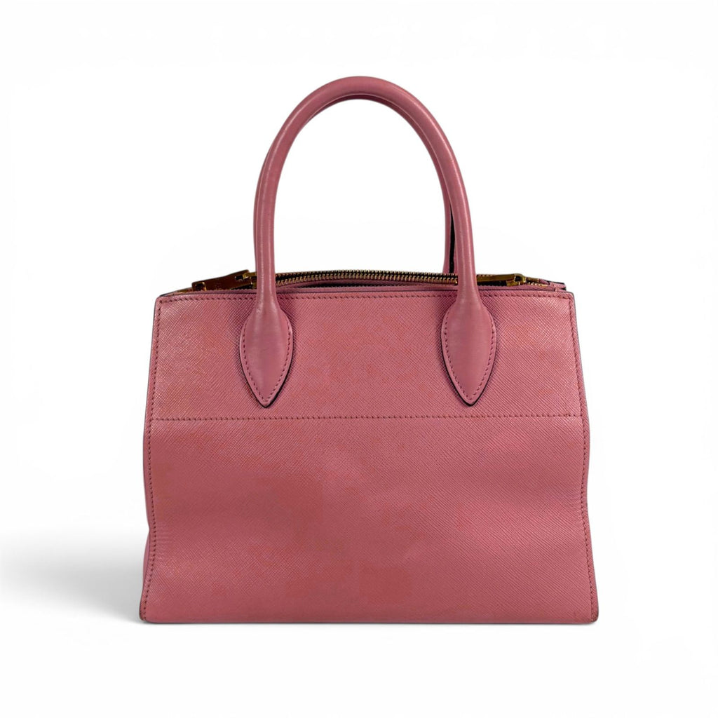 Prada Paradigm 2-Way Shoulder Bag Top Handle Pink Saffiano Leather Triangle — view 3