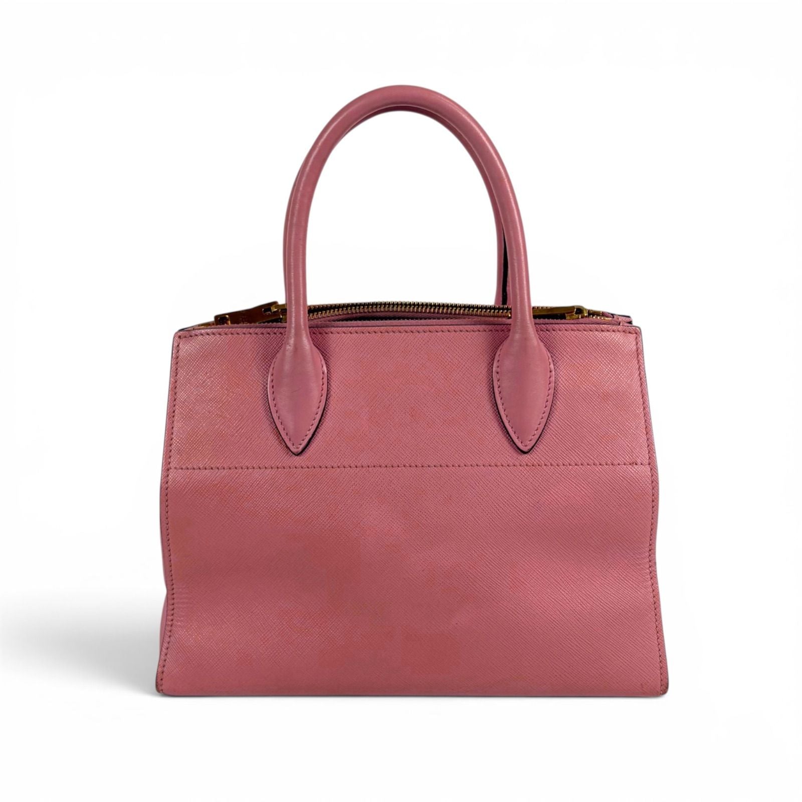 Prada Paradigm 2-Way Shoulder Bag Top Handle Pink Saffiano Leather Triangle — view 3