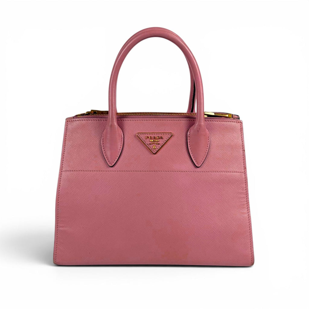 Prada Paradigm 2-Way Shoulder Bag Top Handle Pink Saffiano Leather Triangle — view 2