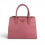 Prada Paradigm 2-Way Shoulder Bag Top Handle Pink Saffiano Leather Triangle — view 2