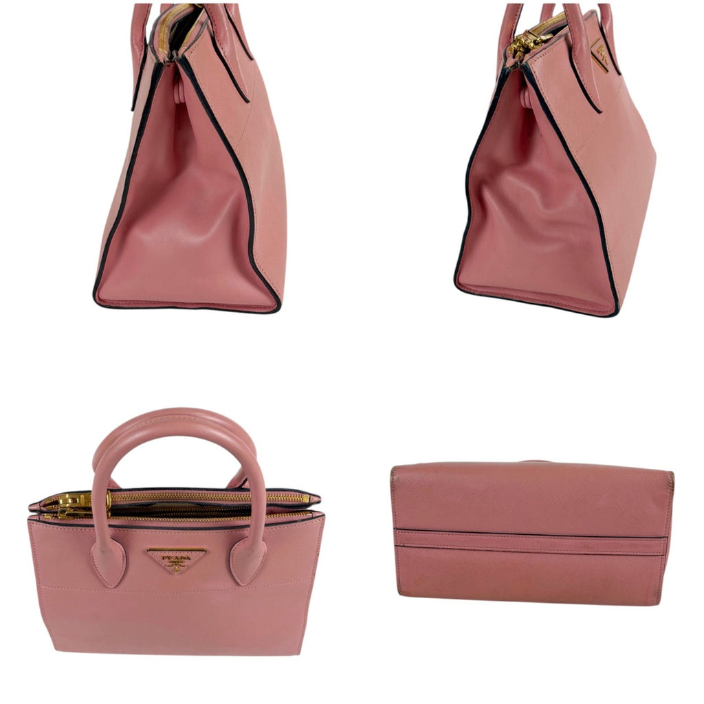Prada Paradigm 2-Way Shoulder Bag Top Handle Pink Saffiano Leather Triangle — view 4