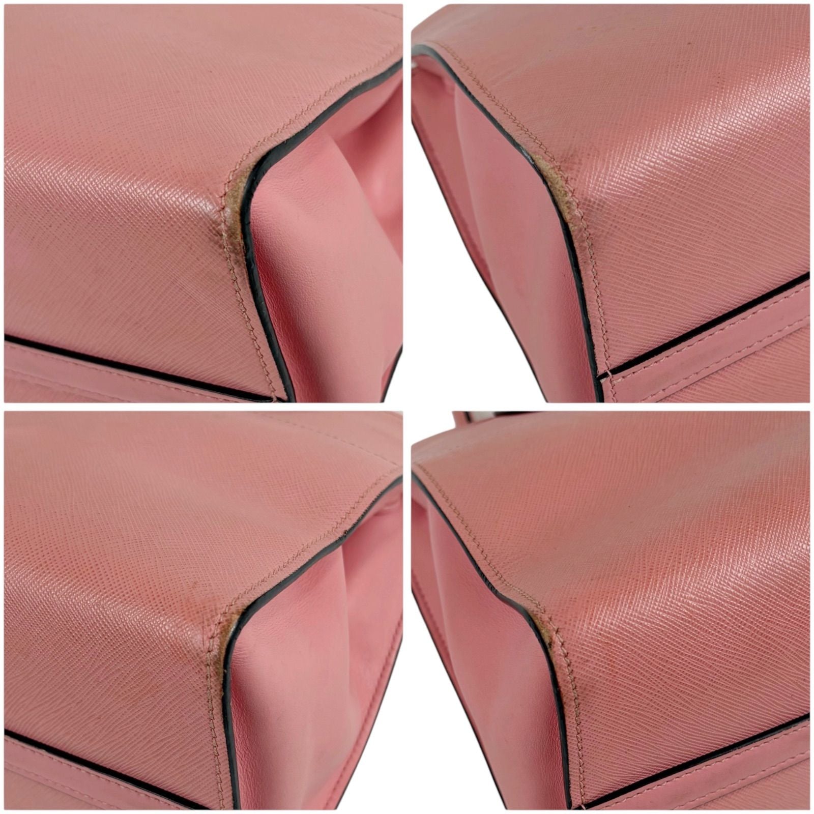 Prada Paradigm 2-Way Shoulder Bag Top Handle Pink Saffiano Leather Triangle — view 6