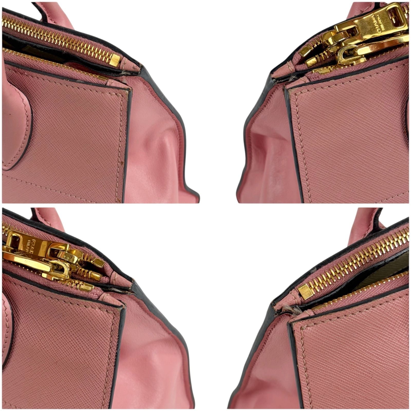 Prada Paradigm 2-Way Shoulder Bag Top Handle Pink Saffiano Leather Triangle — view 5