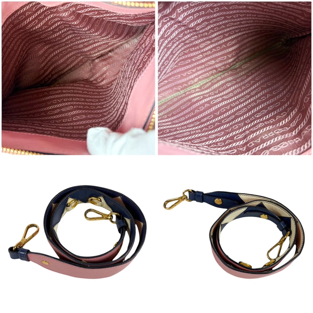 Prada Paradigm 2-Way Shoulder Bag Top Handle Pink Saffiano Leather Triangle — view 9