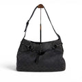 Gucci Horsebit GG Canvas Shoulder Bag Hobo Leather Black