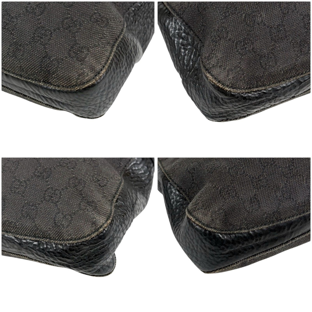 Gucci Horsebit GG Canvas Shoulder Bag Hobo Leather Black — view 5