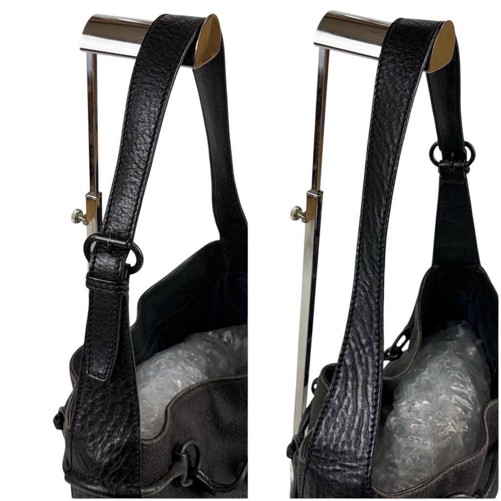 Gucci Horsebit GG Canvas Shoulder Bag Hobo Leather Black — view 6