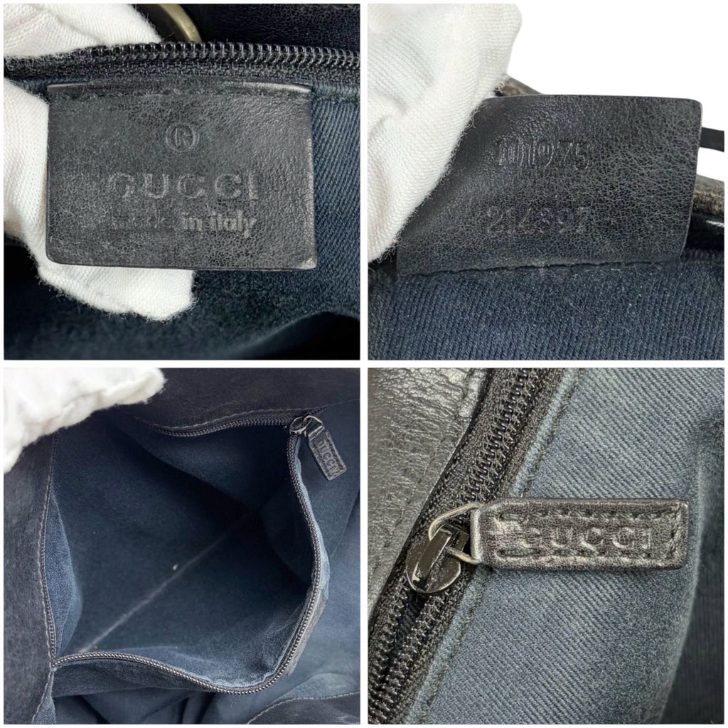 Gucci Horsebit GG Canvas Shoulder Bag Hobo Leather Black — view 9