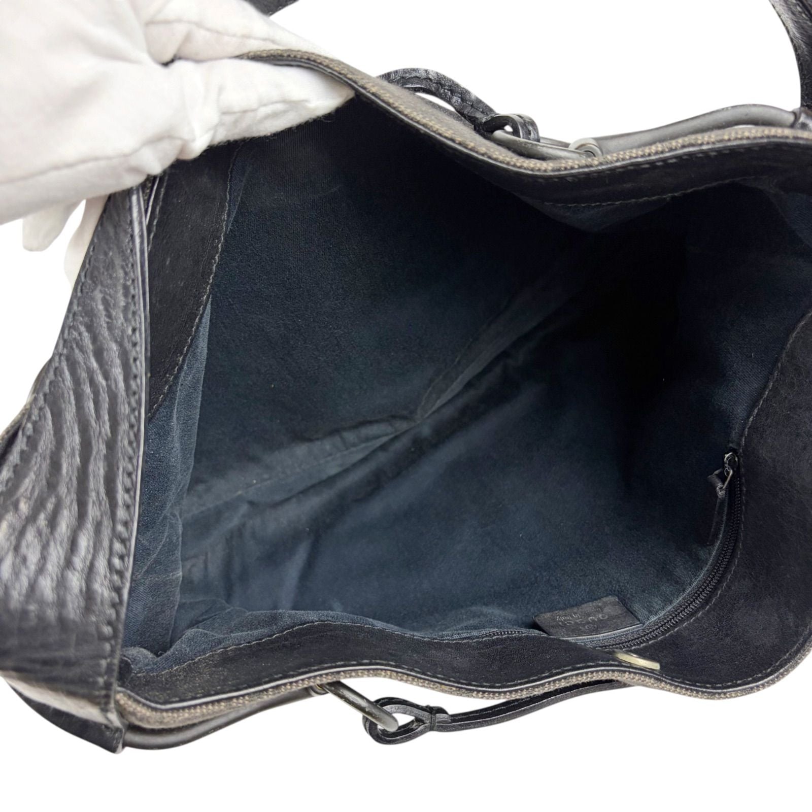 Gucci Horsebit GG Canvas Shoulder Bag Hobo Leather Black — view 7