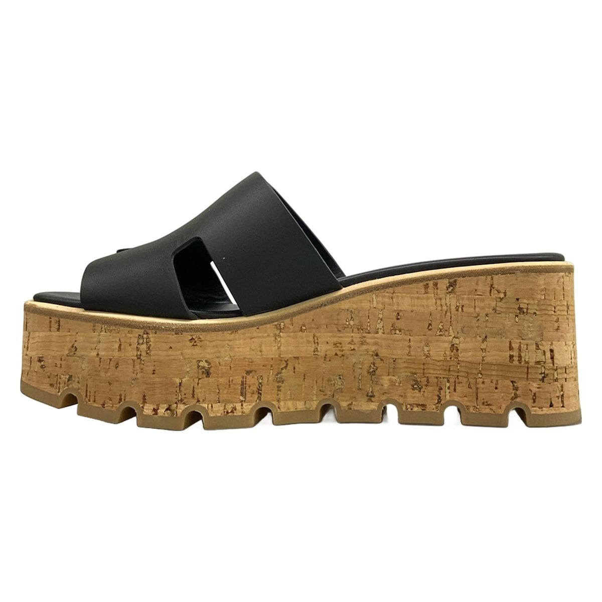 Hermes Mules 37 Eze Black Light Brown Cork Leather — view 3
