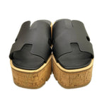 Hermes Mules 37 Eze Black Light Brown Cork Leather — view 5