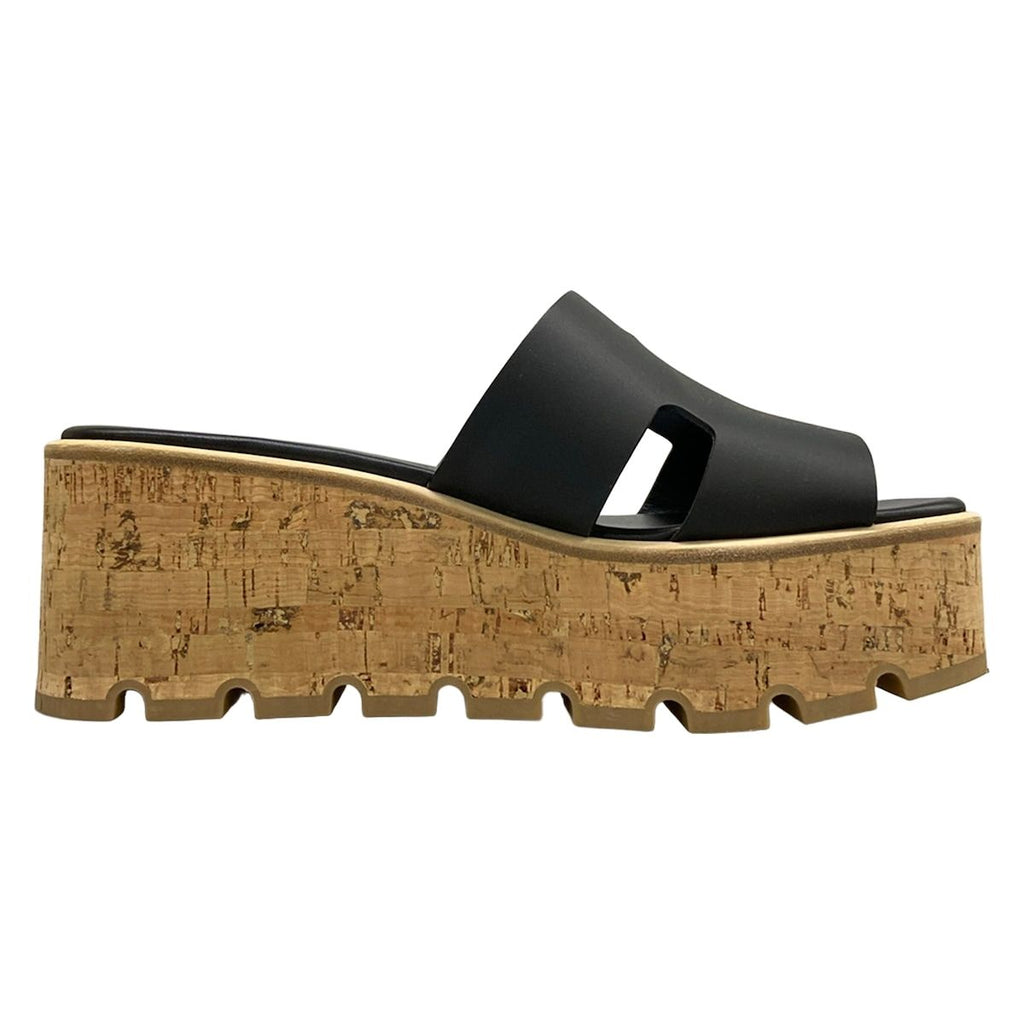 Hermes Mules 37 Eze Black Light Brown Cork Leather — view 2
