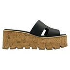 Hermes Mules 37 Eze Black Light Brown Cork Leather — view 2