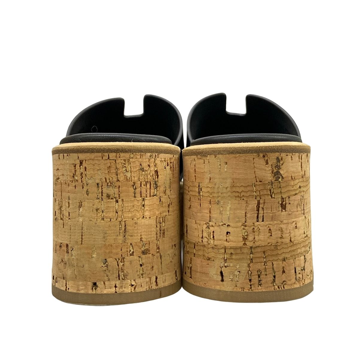 Hermes Mules 37 Eze Black Light Brown Cork Leather — view 6