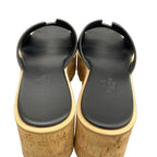Hermes Mules 37 Eze Black Light Brown Cork Leather — view 7