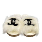 Chanel Mules 37 C CC Logo White Black Lambskin — view 5
