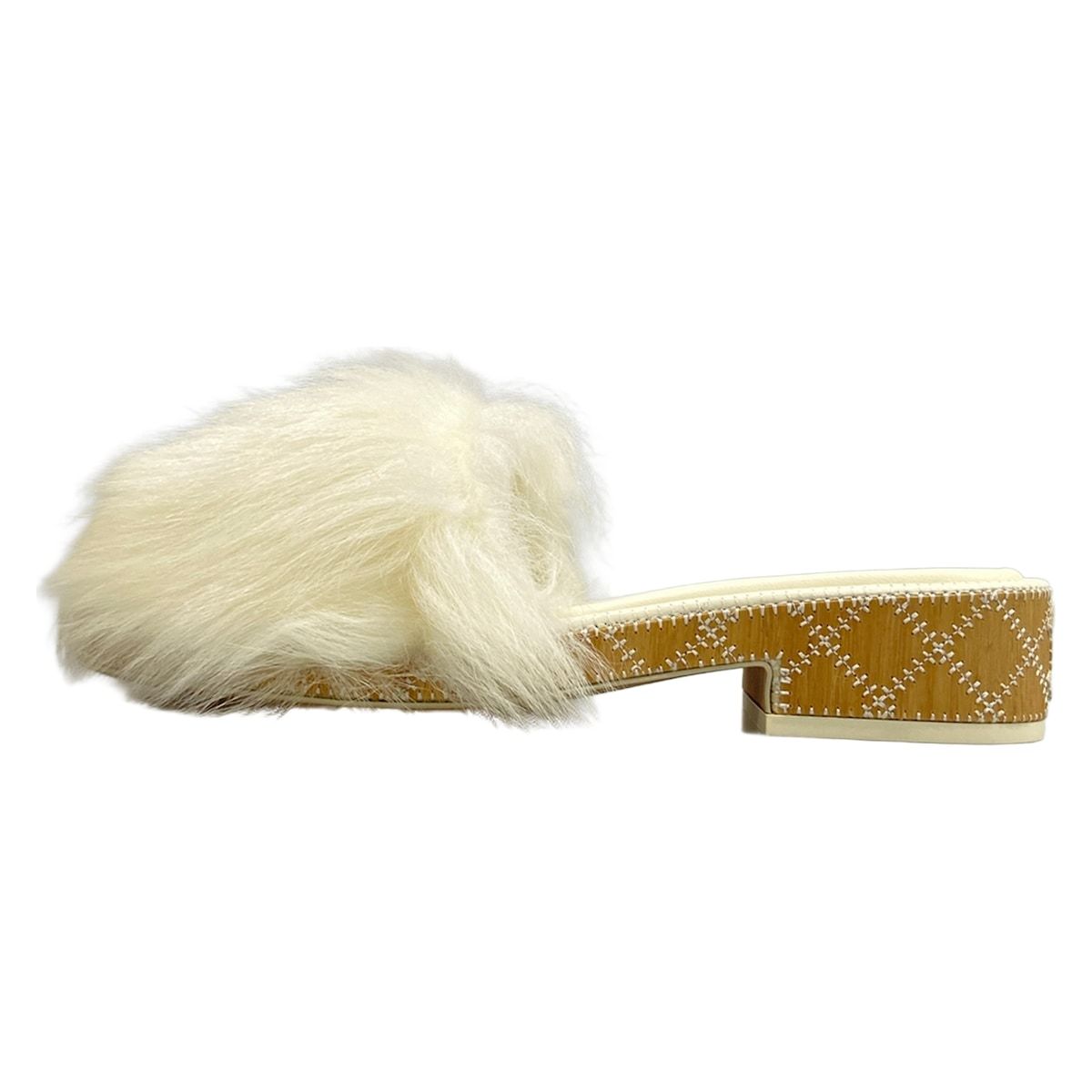 Chanel Mules 37 C CC Logo White Black Lambskin