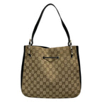 Gucci Shoulder Bag GG Pattern Beige Black Leather — view 3