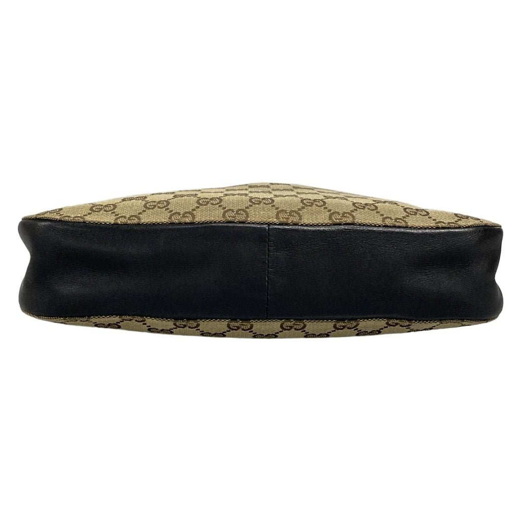 Gucci Shoulder Bag GG Pattern Beige Black Leather — view 5