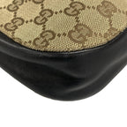 Gucci Shoulder Bag GG Pattern Beige Black Leather — view 6