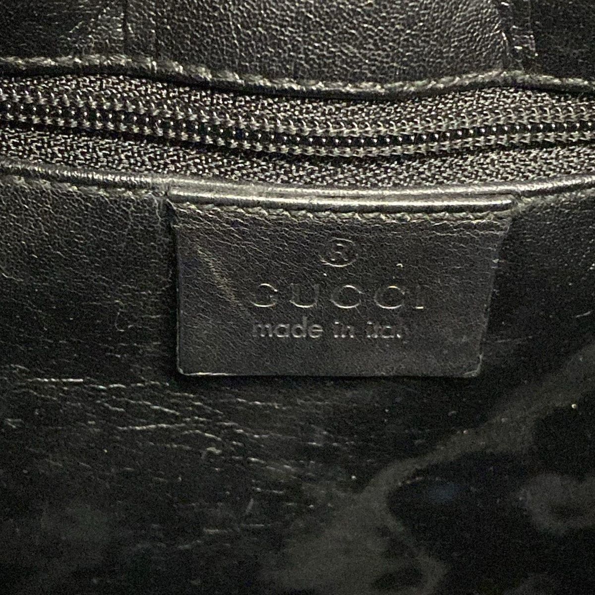 Gucci Shoulder Bag GG Pattern Beige Black Leather — view 8
