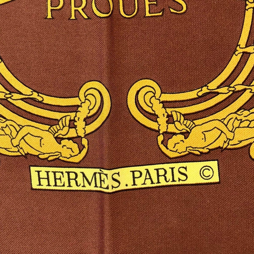 Hermes Scarf Carre 90 Brown Yellow Proues — view 2
