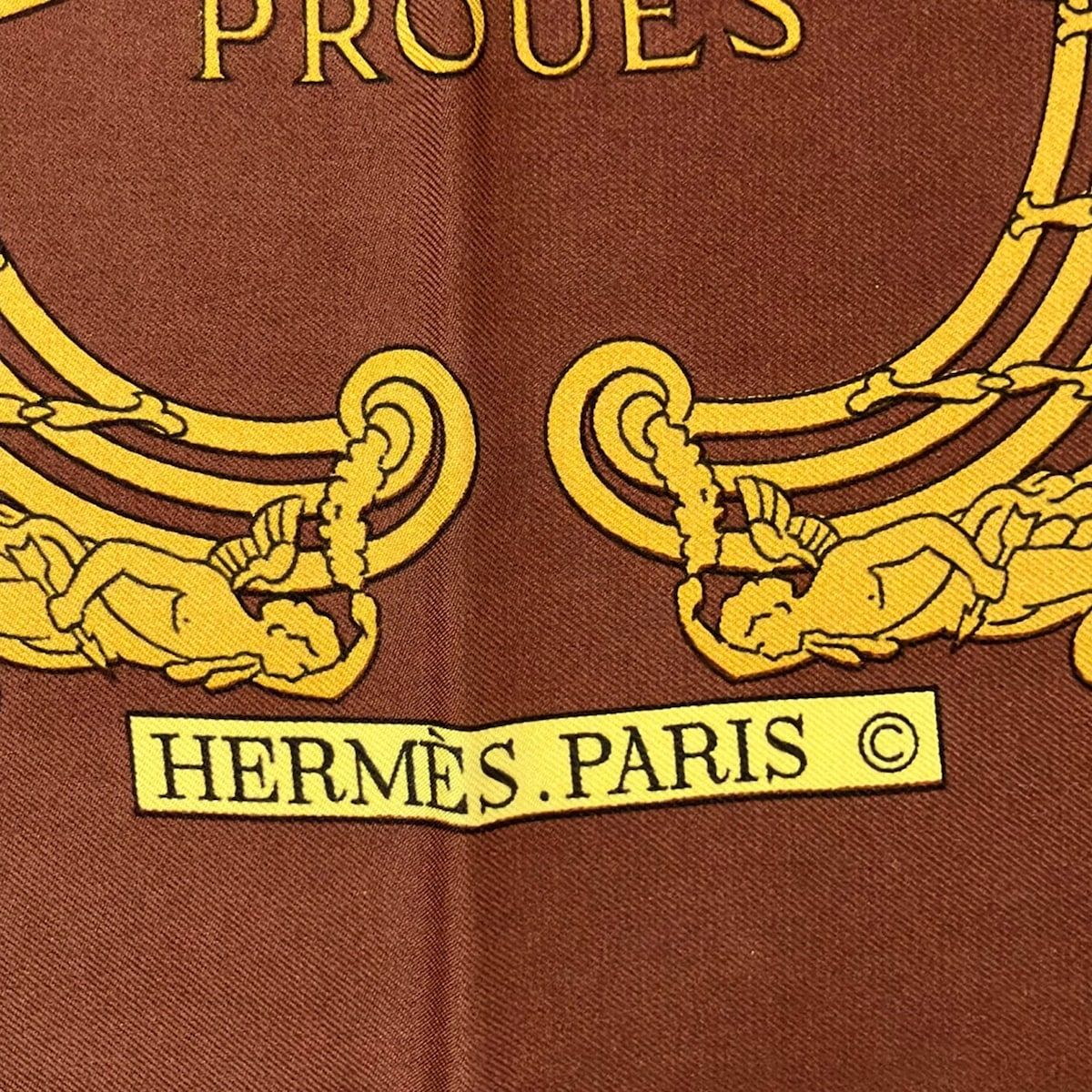 Hermes Scarf Carre 90 Brown Yellow Proues — view 2
