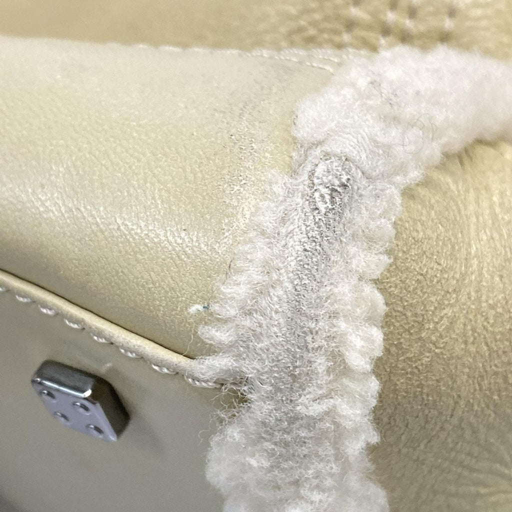 Loewe Handbag Amazona Gray Beige Ivory Pouch Shearling — view 6