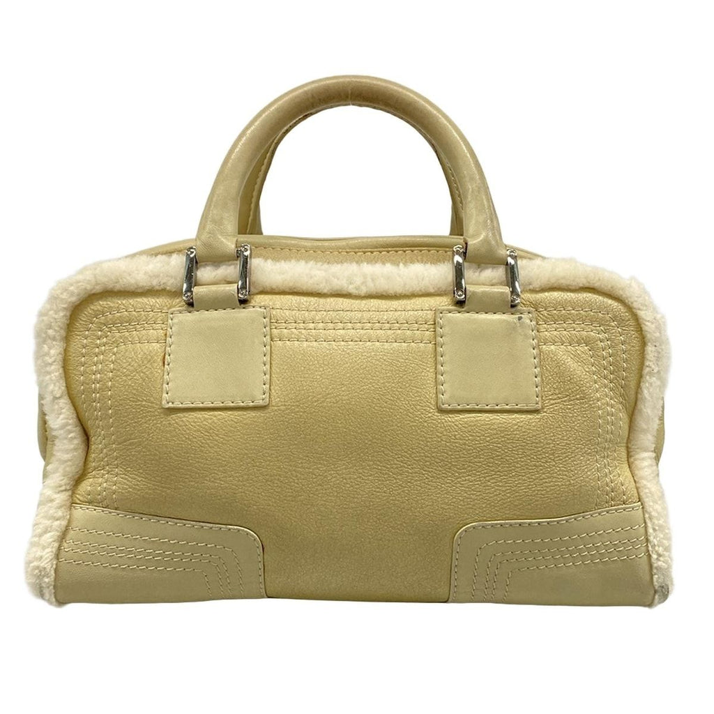 Loewe Handbag Amazona Gray Beige Ivory Pouch Shearling — view 3