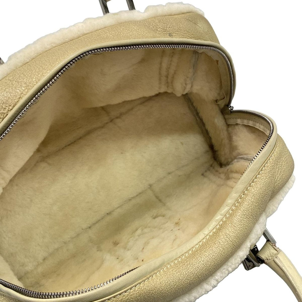 Loewe Handbag Amazona Gray Beige Ivory Pouch Shearling — view 7