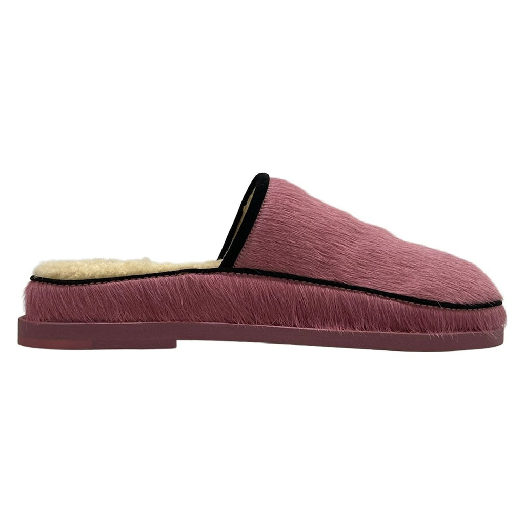 Chanel Sandals 37 C Pink Black 37c Slippers CC Logo Shearling — view 2