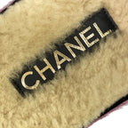 Chanel Sandals 37 C Pink Black 37c Slippers CC Logo Shearling — view 9