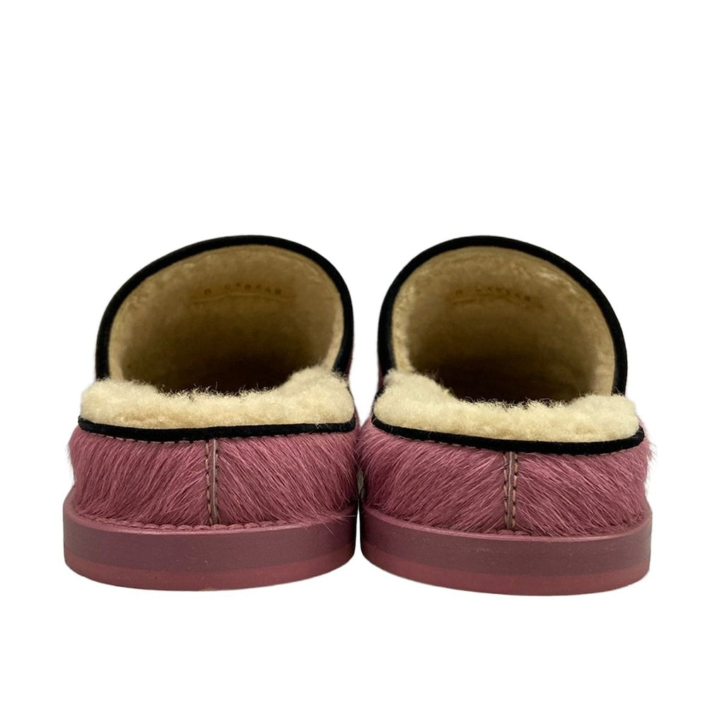 Chanel Sandals 37 C Pink Black 37c Slippers CC Logo Shearling — view 6