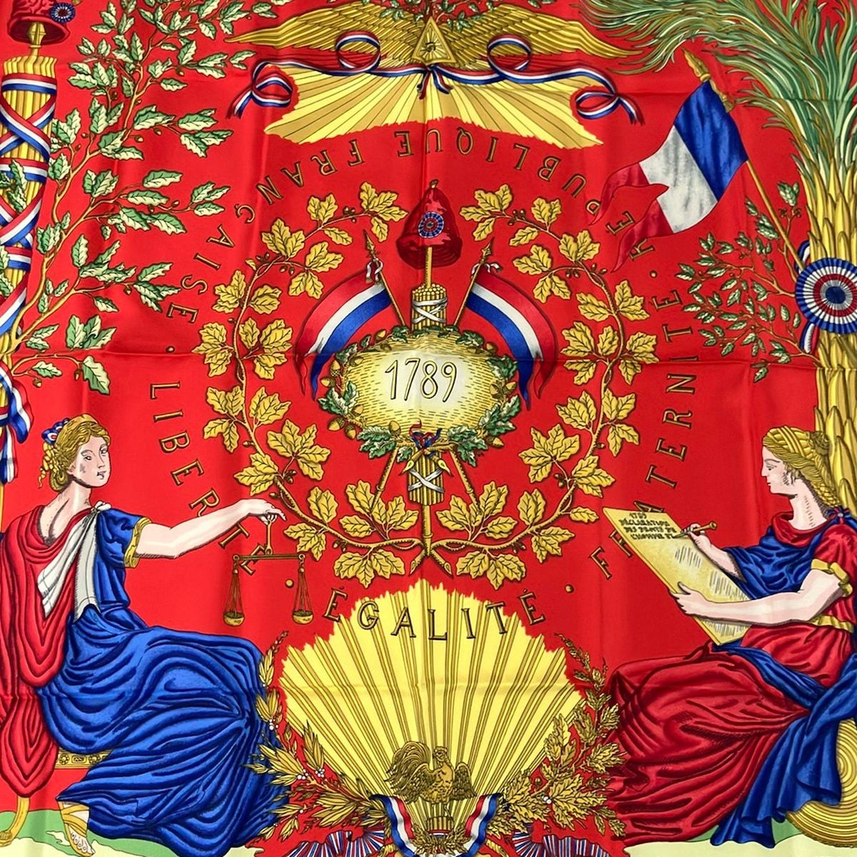 Hermes Scarf Carre 90 Blue Red Green Multi — view 4