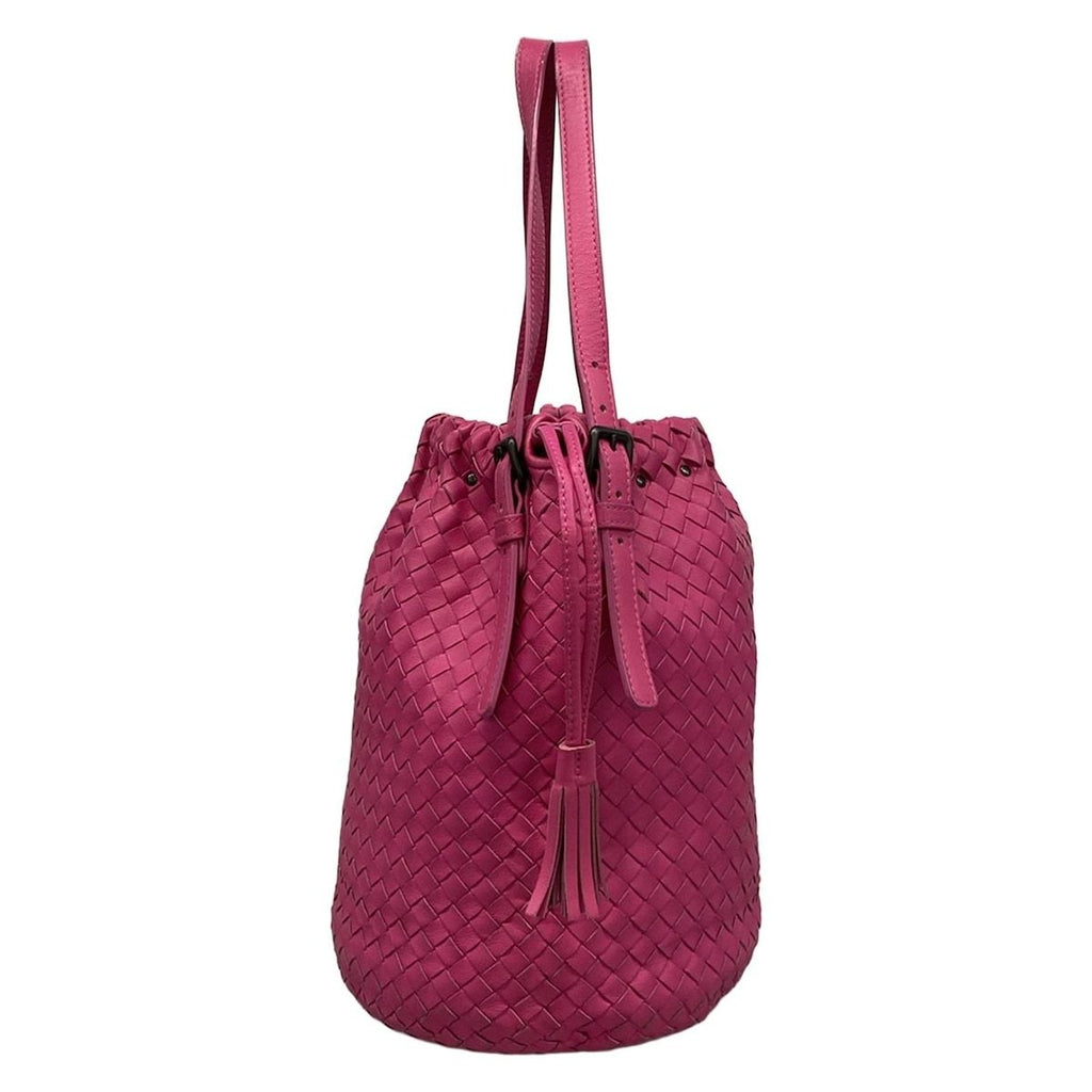 Bottega Veneta Shoulder Bag Intrecciato Pink Studs Tassel Leather — view 2