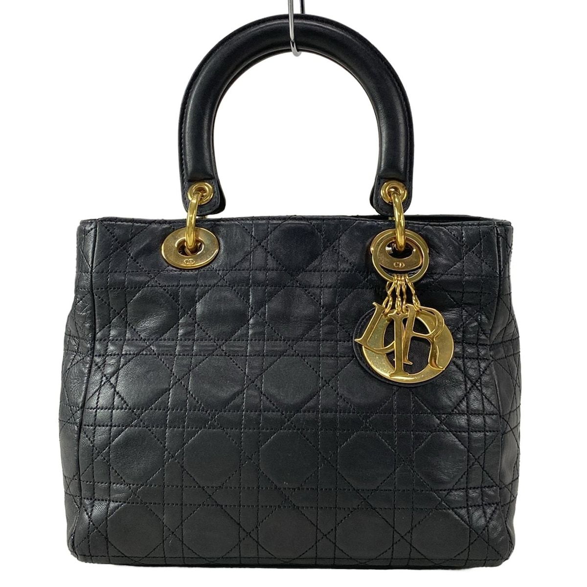 Dior Handbag Lady Bag Black Leather