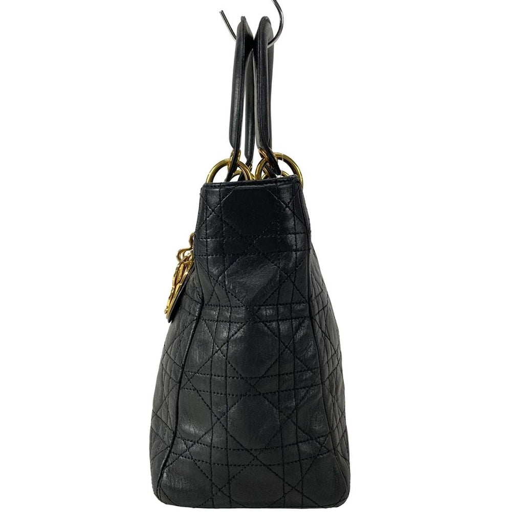Dior Handbag Lady Bag Black Leather — view 4