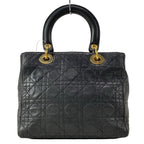 Dior Handbag Lady Bag Black Leather — view 3