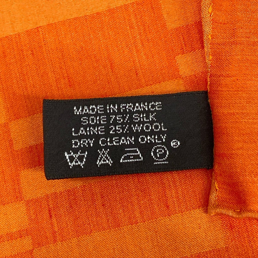 Hermes Shawl Orange Wool Silk Scarf — view 3