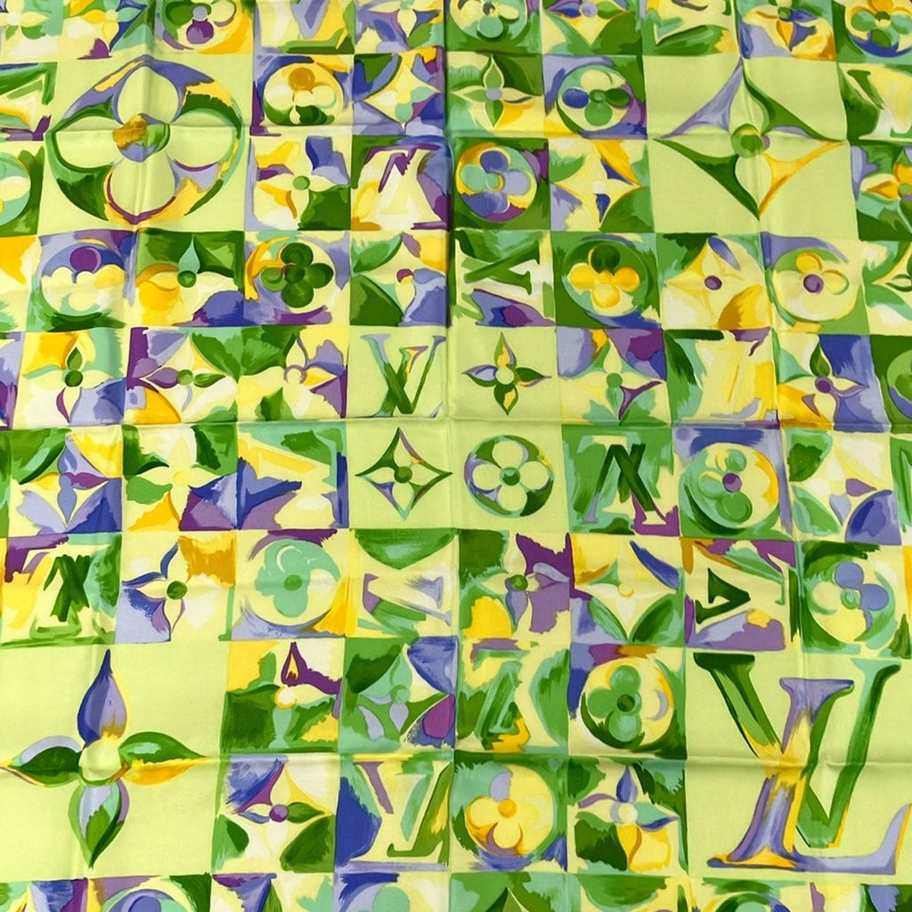 Louis Vuitton Scarf Green Light Multi Monogram Silk — view 4