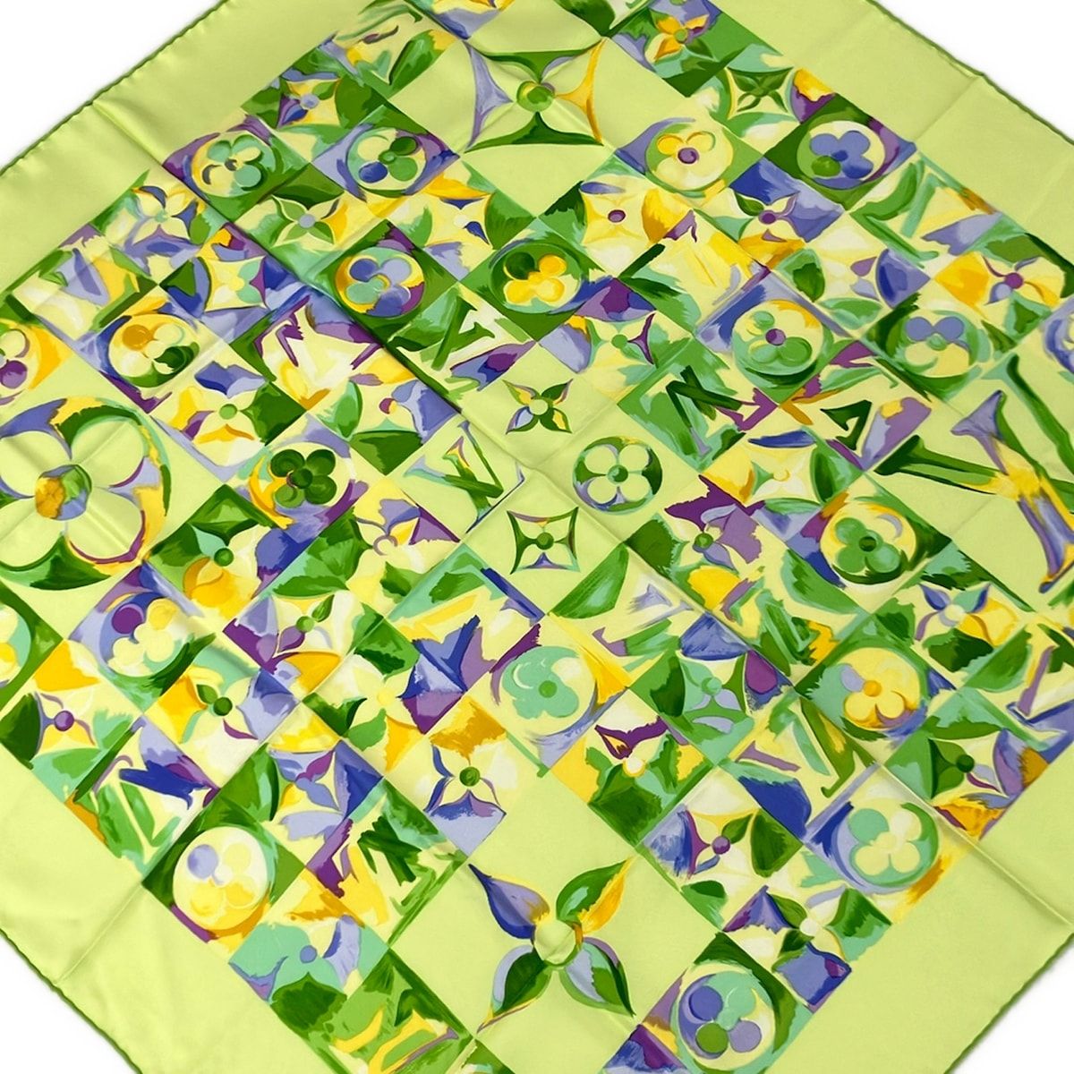 Louis Vuitton Scarf Green Light Multi Monogram Silk