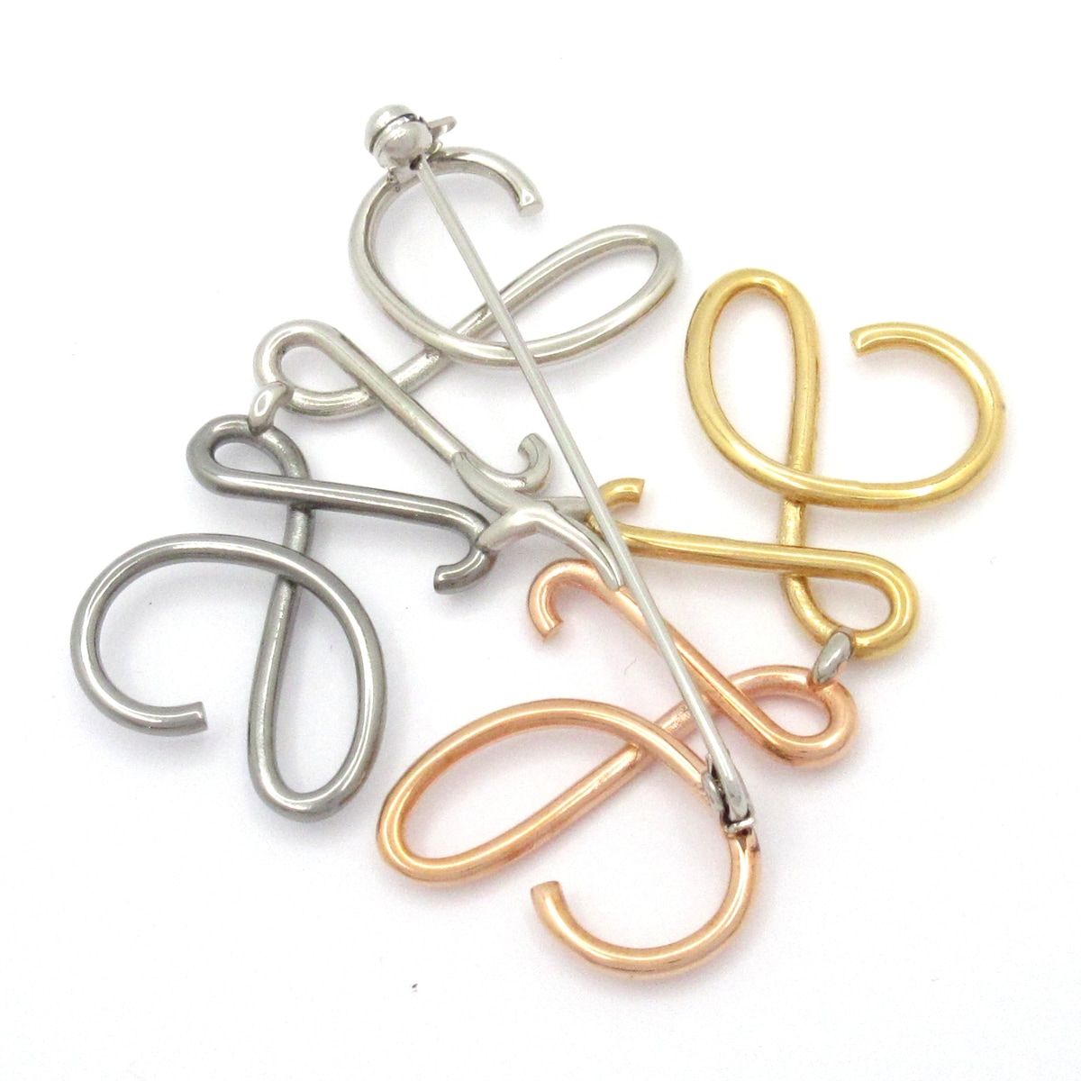 Loewe Brooch Silver Gold Pink Anagram — view 2