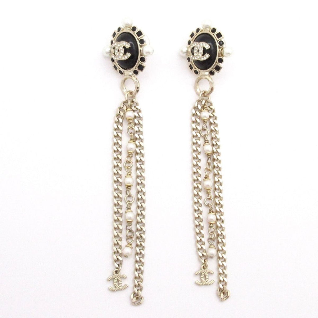 Chanel Earrings CC Logo Gold Black Multi
