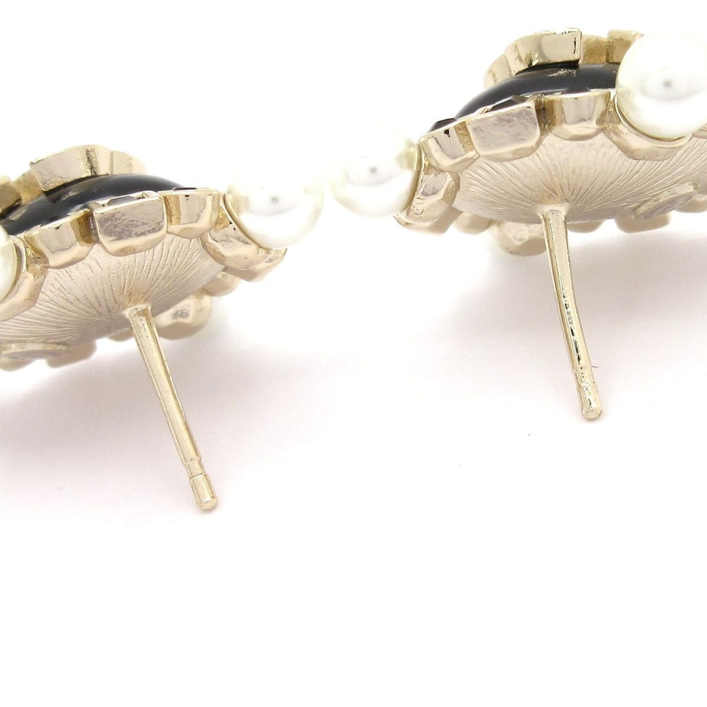 Chanel Earrings CC Logo Gold Black Multi — view 3