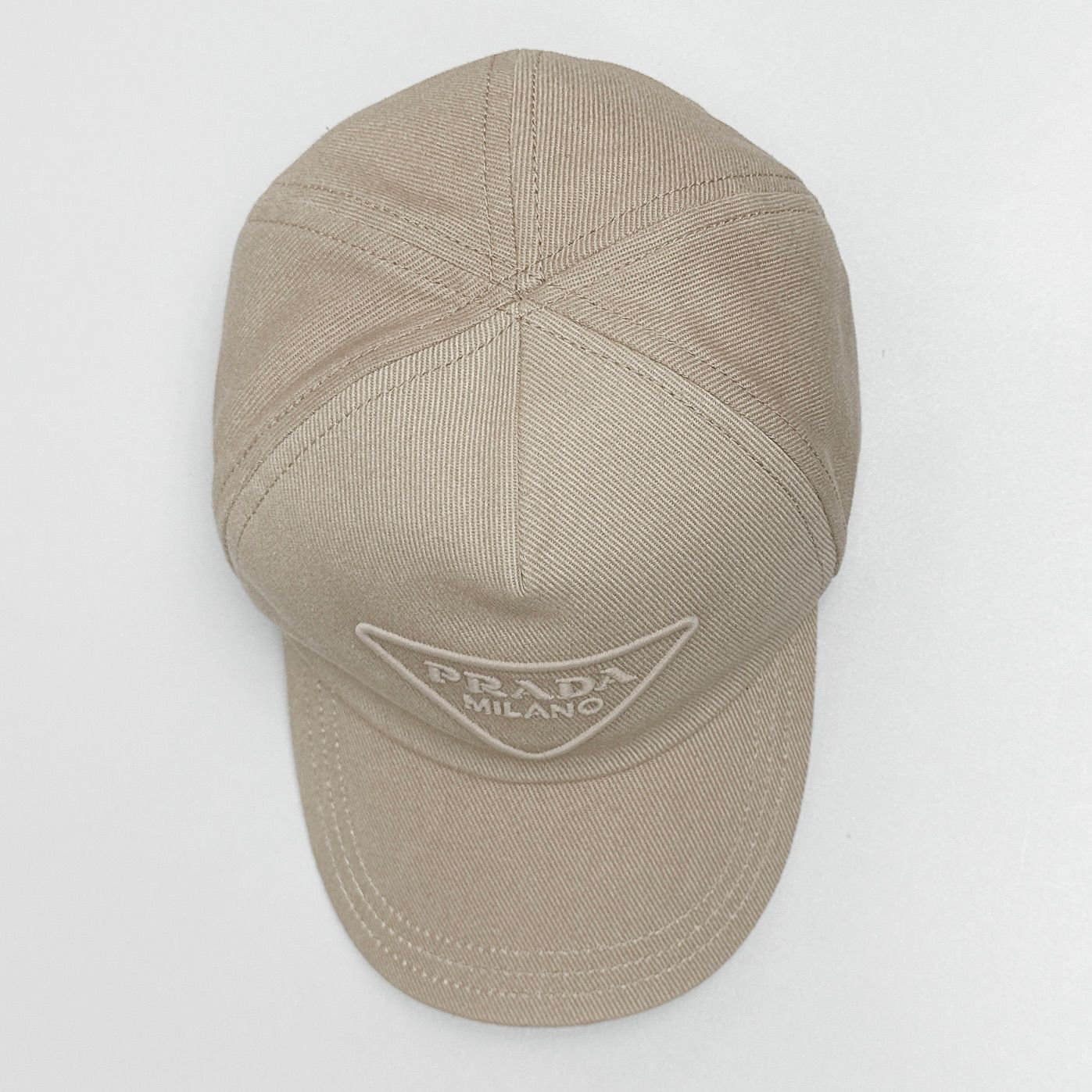 Prada Baseball Cap Beige Triangle Logo — view 6