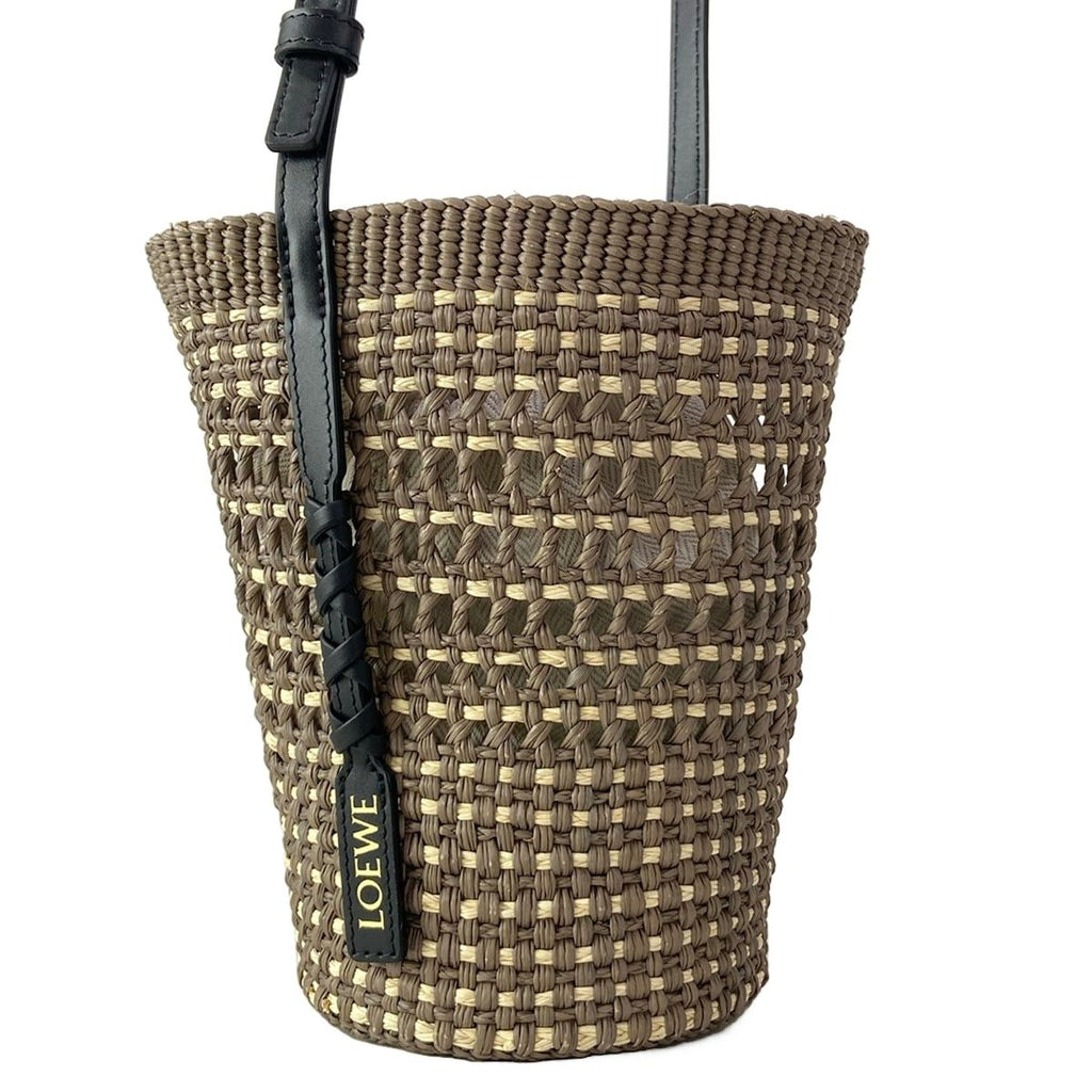 Loewe Shoulder Bag Braid Pocket Khaki Natural Crossbody Basket Drawstring — view 3