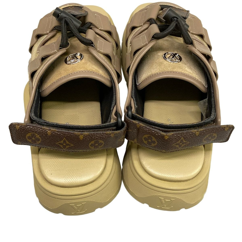Louis Vuitton Sandals 36 Chameleon Hazelnut Brown Monogram Pattern Leather — view 7