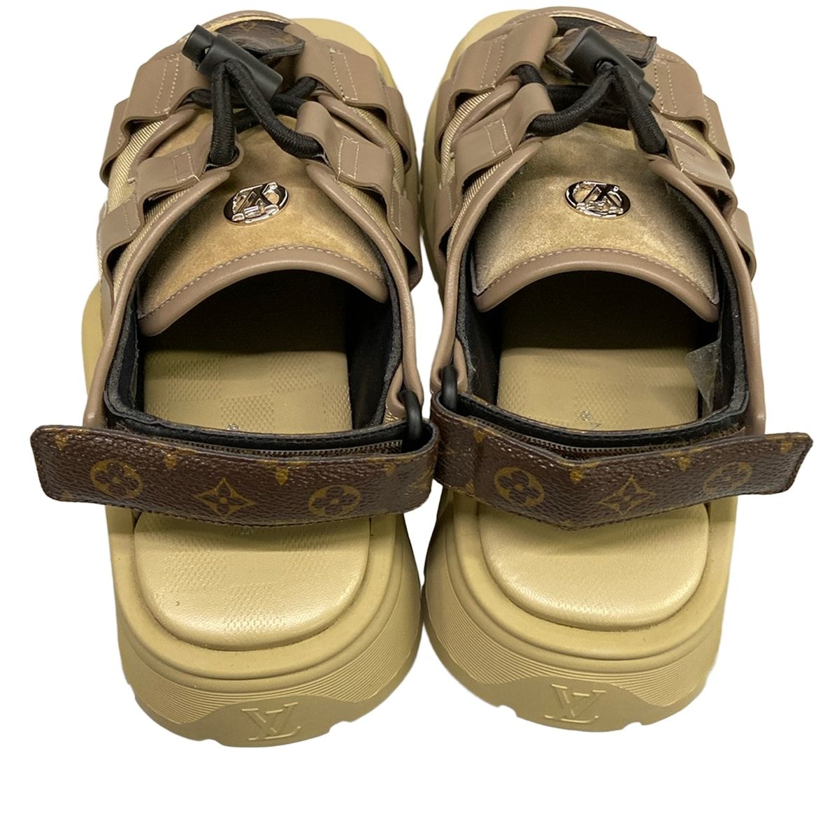 Louis Vuitton Sandals 36 Chameleon Hazelnut Brown Monogram Pattern Leather — view 7