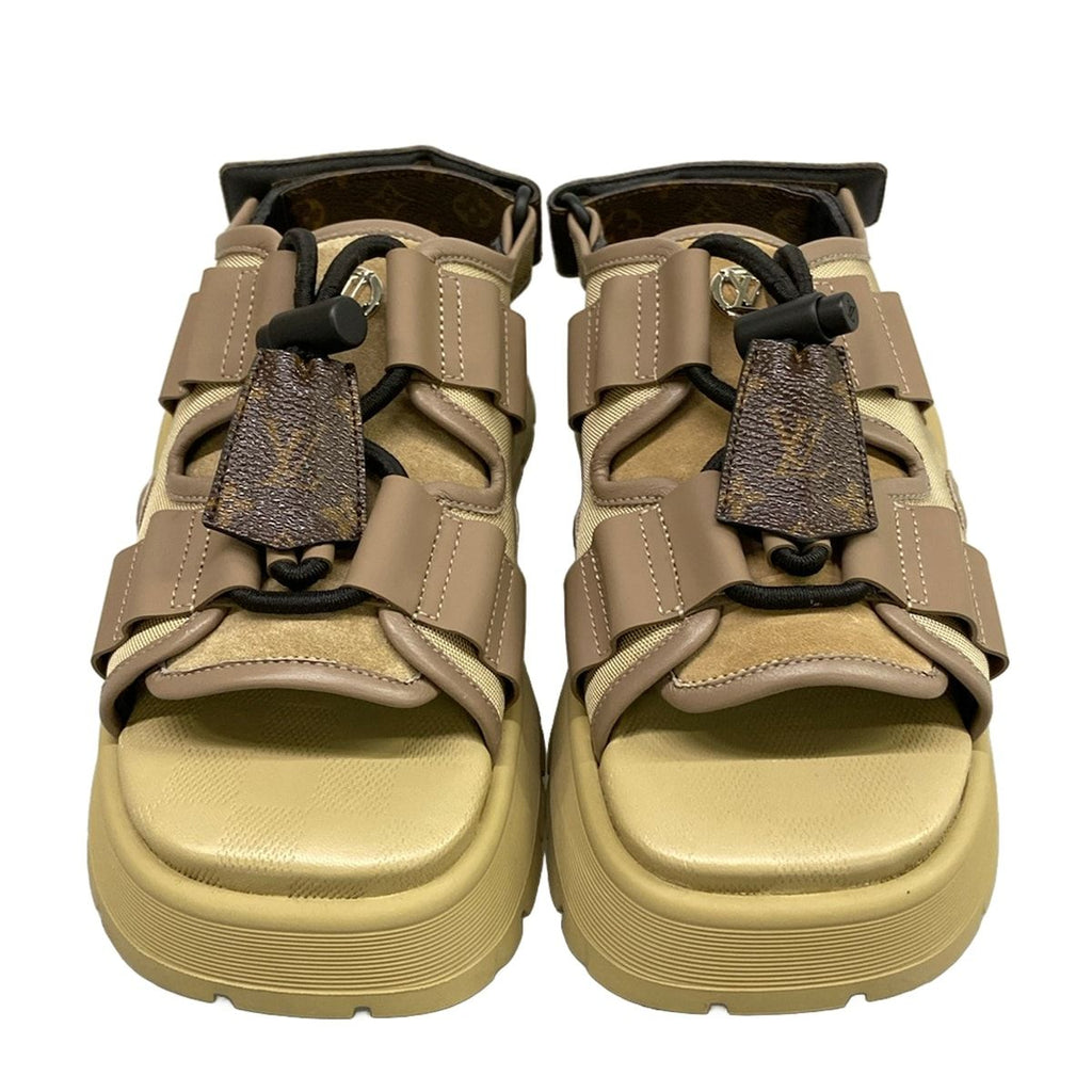Louis Vuitton Sandals 36 Chameleon Hazelnut Brown Monogram Pattern Leather — view 5
